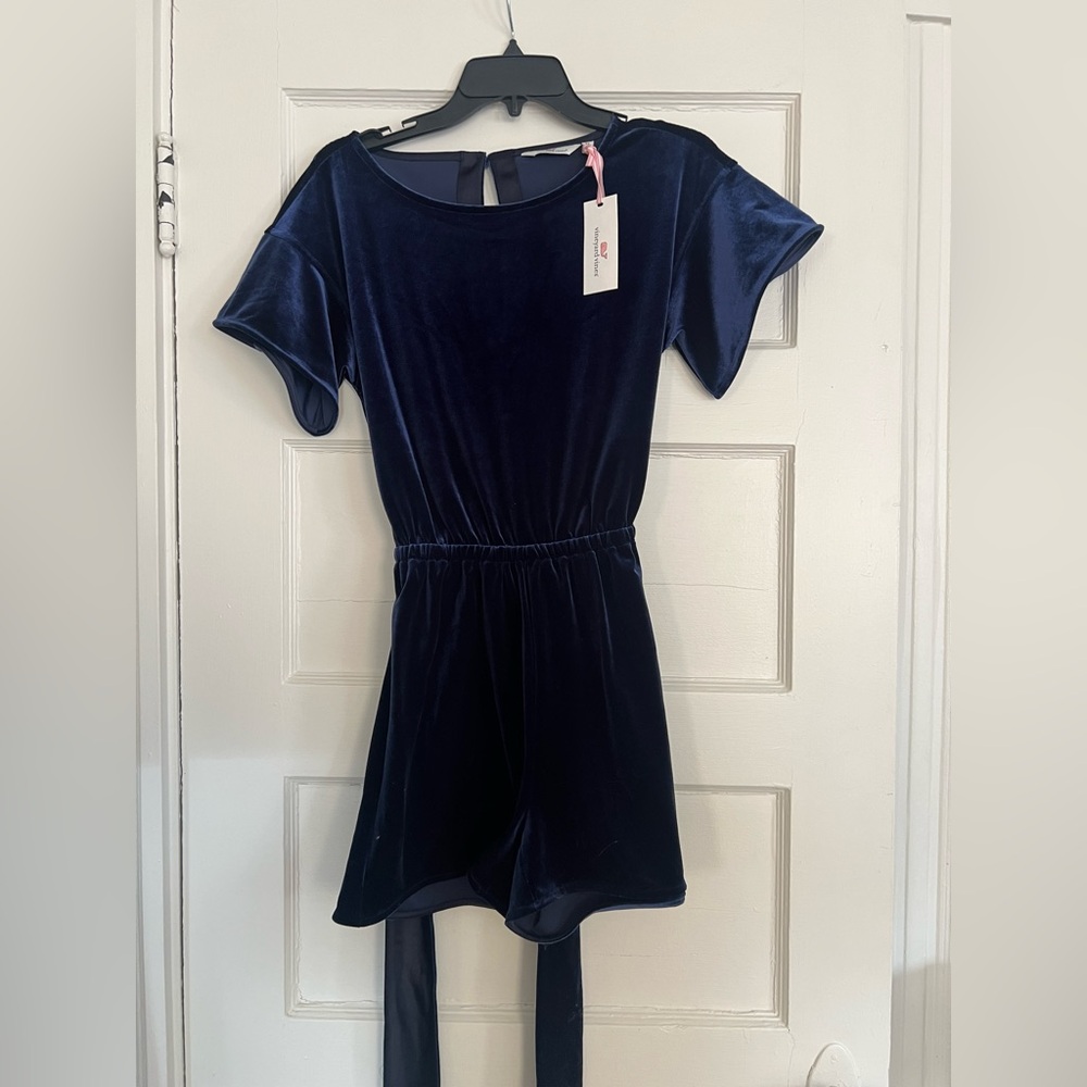 Vineyard Vines Navy Blue Velvet Romper - NWT - Size XS